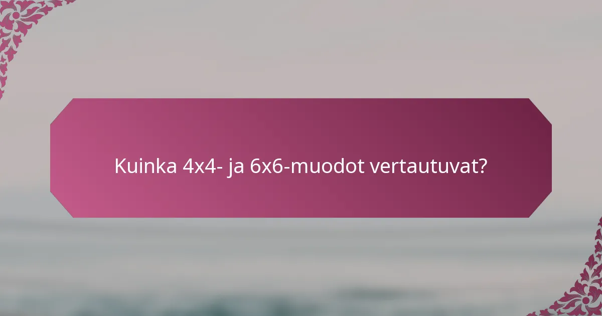 Kuinka 4x4- ja 6x6-muodot vertautuvat?