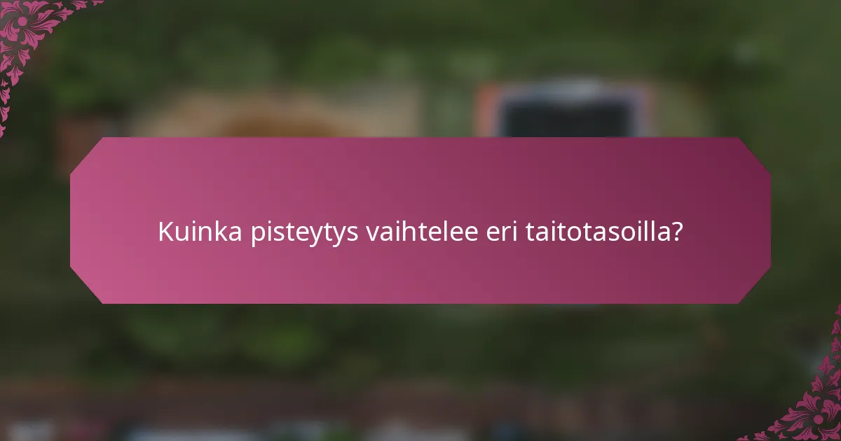 Kuinka pisteytys vaihtelee eri taitotasoilla?