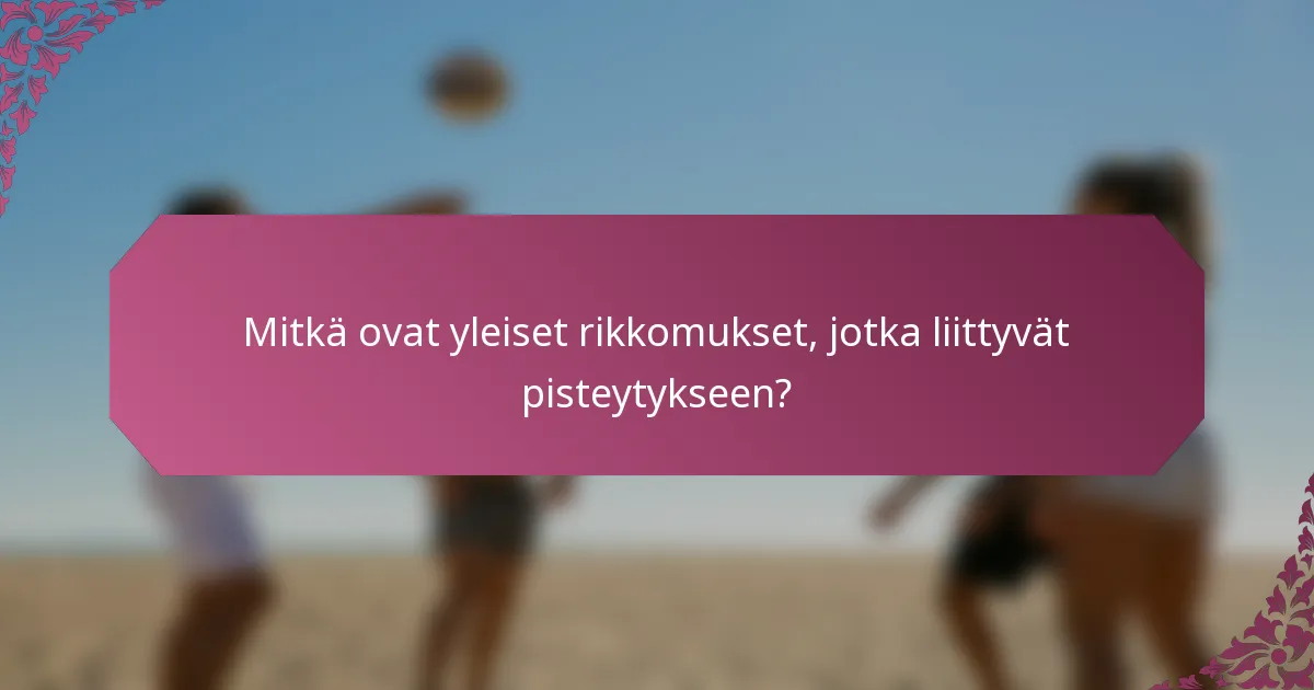 Mitkä ovat yleiset rikkomukset, jotka liittyvät pisteytykseen?