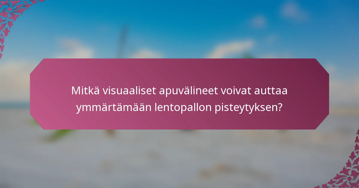 Mitkä visuaaliset apuvälineet voivat auttaa ymmärtämään lentopallon pisteytyksen?